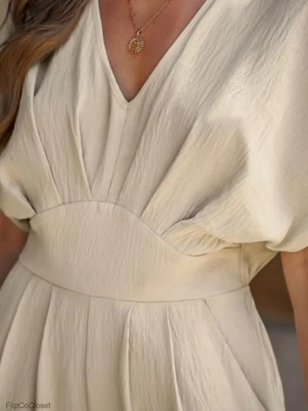 Women's Wide Leg Jumpsuit with Batwing Sleeve V-Neck Summer Vacation Wear